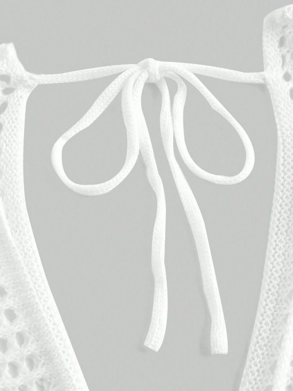 White Sexy Women's Halter Neck Knit See-Through Dress Maxi Outfit - Picture 4 of 6